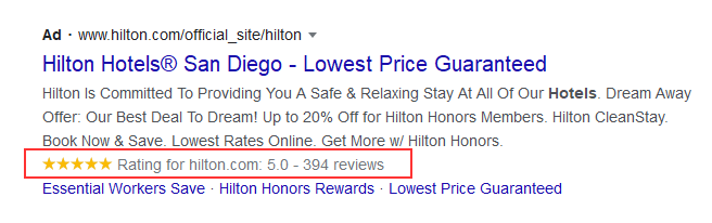 Hilton Google Ads Copy