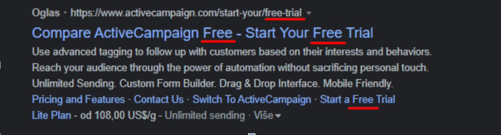 power words in Google Ads examples