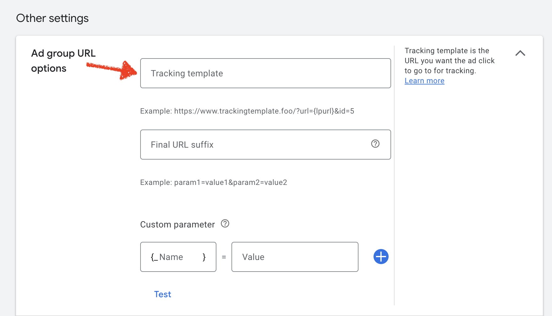 Tracking parameters moved to the final URL suffix in Google Ads