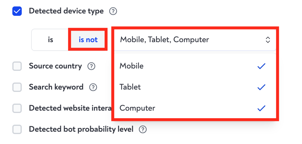 Custom rule in ClickGuard that uses device as its source