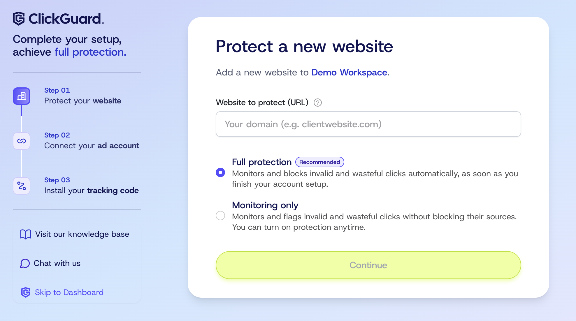 The new website window