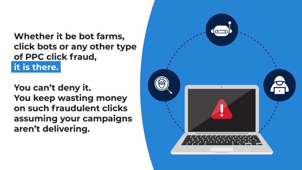 Bot farms and bot clicks contribute to click fraud 