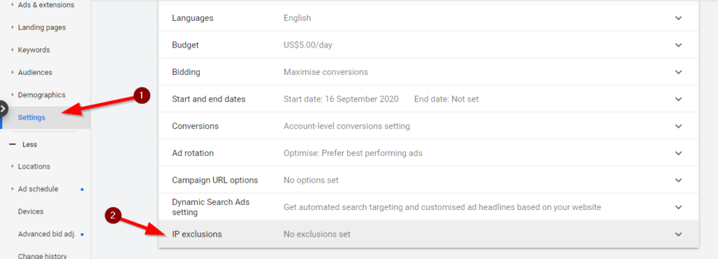 IP exclusions on Google Ads