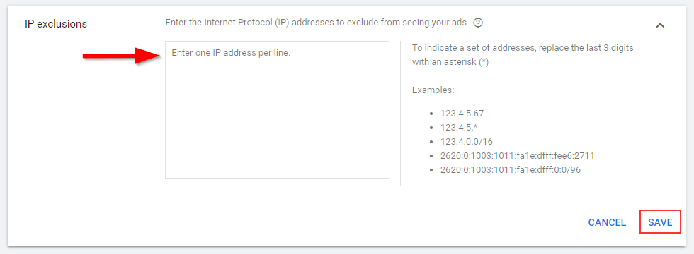 Blocking invalid traffic IVT with IP exclusions 