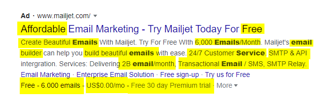 Mailerjet Google Ads Copy