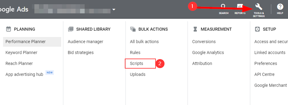 How to Use Google Ads Scripts Step 1