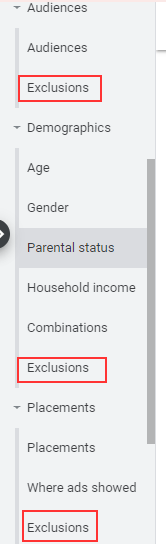 google ads keyword exclusions
