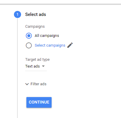 select ads tab