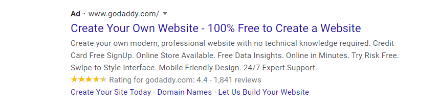 Google Search Ad Example