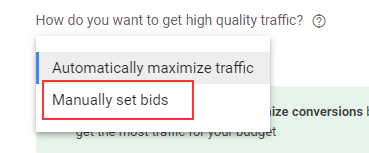 Google Ads Manual bidding