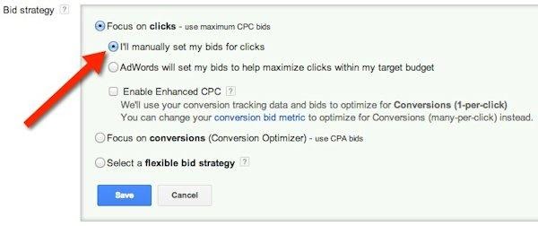 Google Ads manual CPC bidding