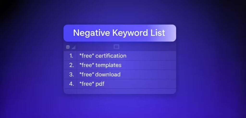 how to build a negative keyword list in google ads