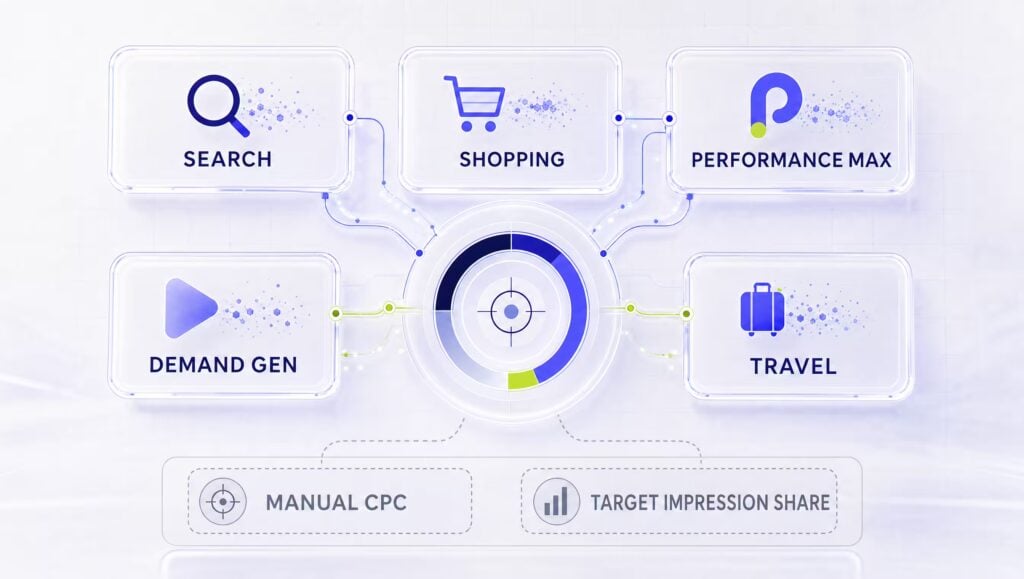 Search, Shopping, Performance Max, Demand Gen, and Travel campaigns affected by target-based bidding changes