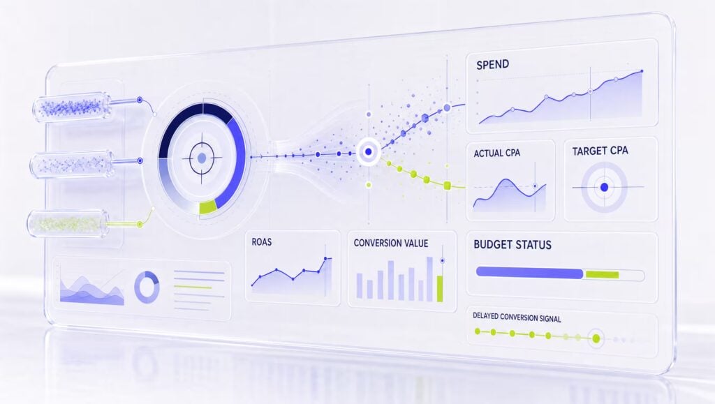 Spend, CPA, ROAS, conversion value, and budget metrics to monitor after a target-based bidding change